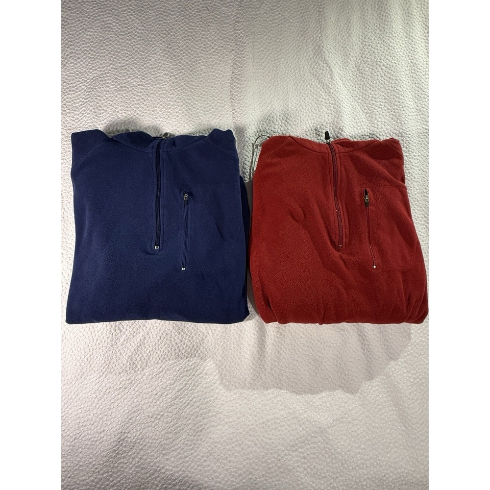 LL Bean Vintage Fleece Lot‎ Of 2 Red And Blue Men's XL Pullovers